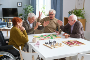 Group playing board games