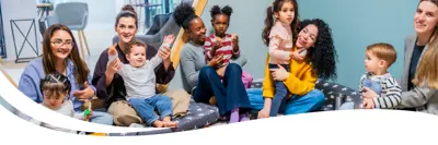 Parents and children playing.